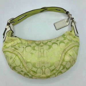 COACH Soho Pear Green Jacquard White Trim Hobo Bag